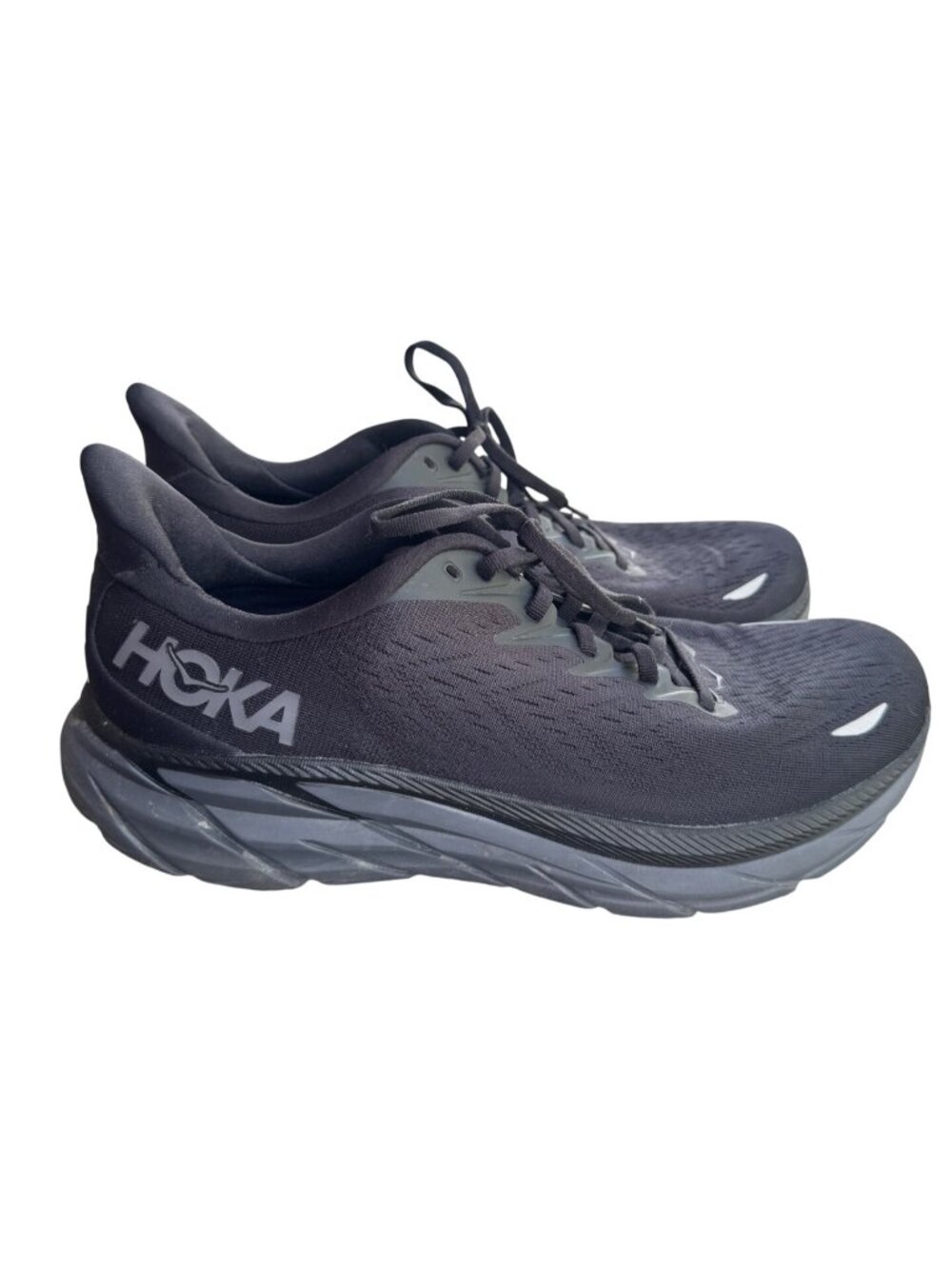Hoka One One Clifton 8 Mens Running Shoes Size 10.5D Black/Black Lightweight